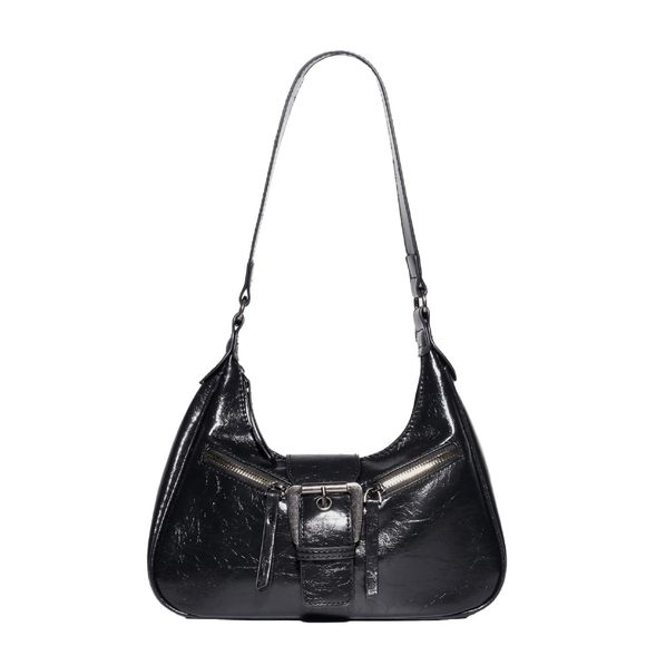 Glossy Buckle Zier Pu Leather Clutch Shoulder Tote Handbag Strap :3 - Picture 1 of 5